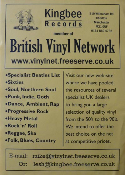 Kingbee Records 10th Anniversary Flyer from 1997