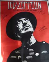 Led Zeppelin Autographed 1980 Tour Poster - Rare Original Led Zeppelin Poster from the last ever Concert by the group whilst John Bonham was alive,one of the advertised Berlin tour dates was cancelled due to John Bonhams ill health, 2 months later he died, the band disbanded saying he was irreplaceable...a truly One Off Unique item